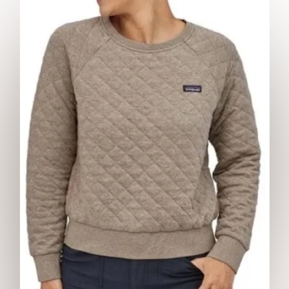 Patagonia Organic Cotton Quilted Crew Sweatshirt - Taupe Brown